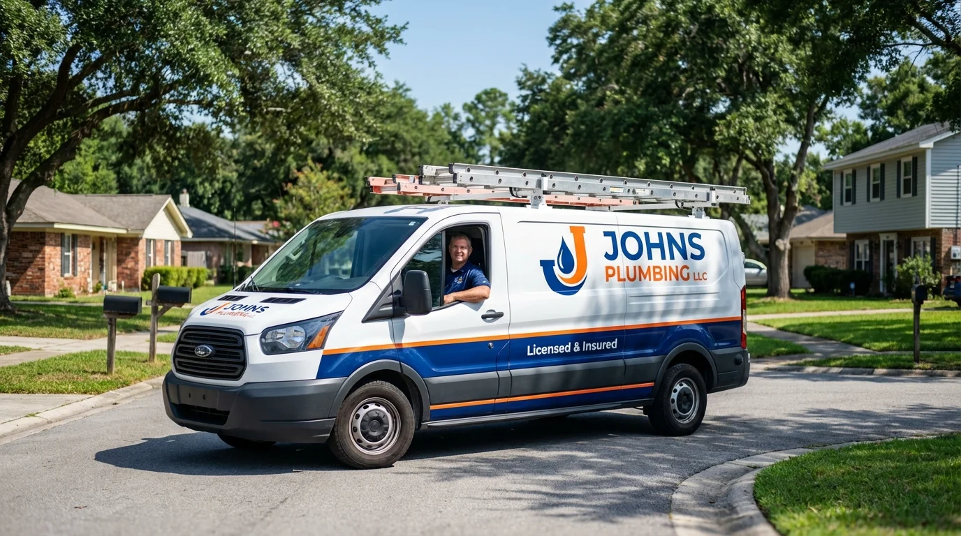 Johns Plumbing LLC service van in Germantown, MD