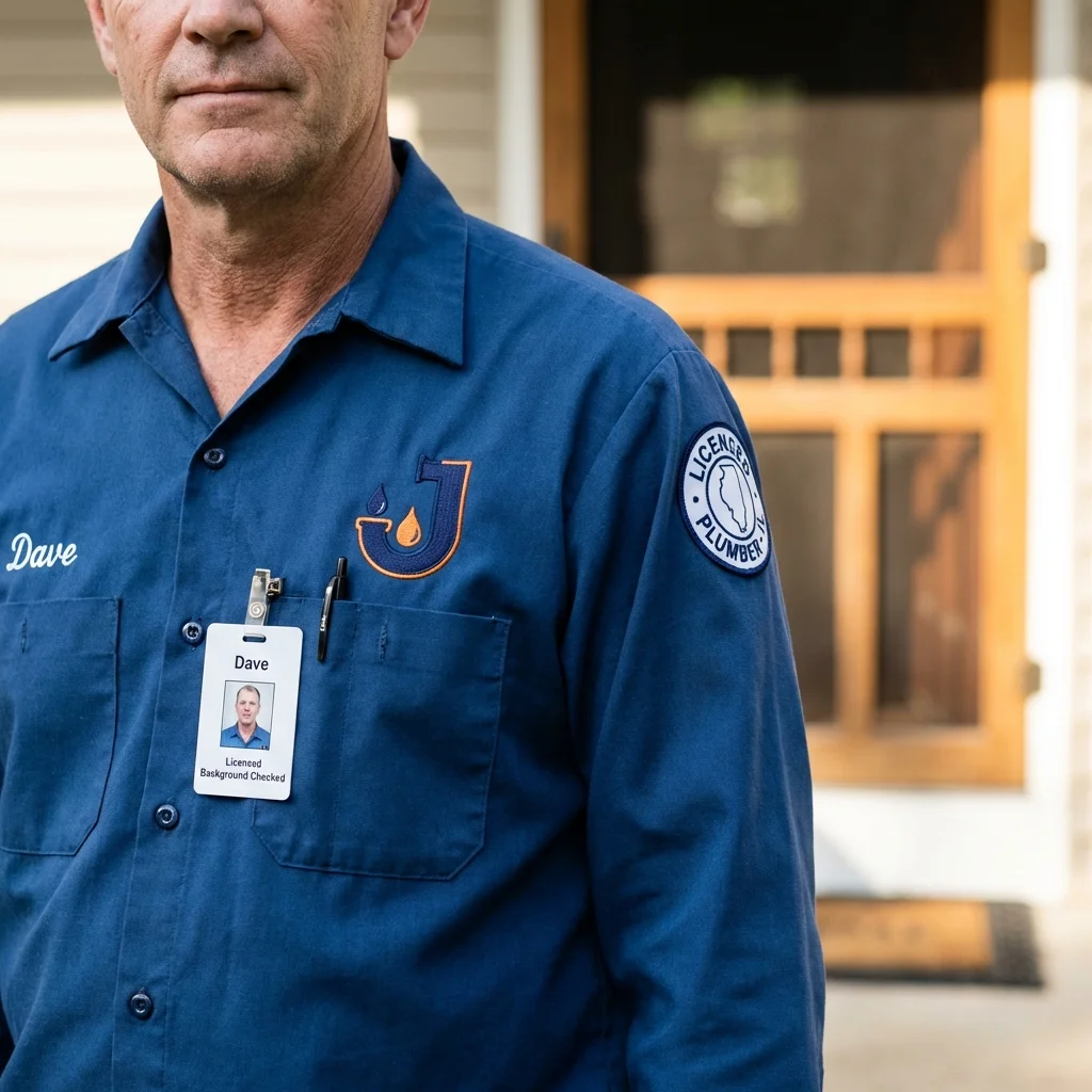 Licensed plumber showing ID badge in Germantown, MD