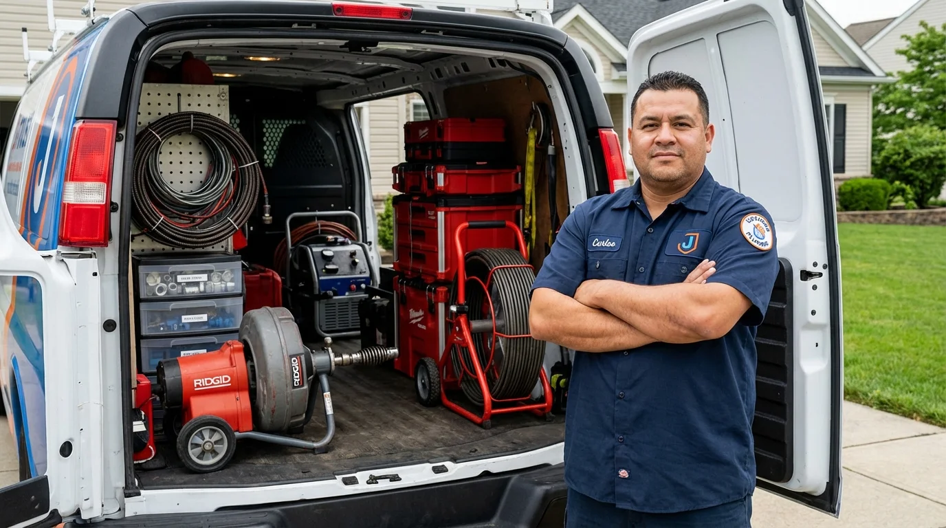Professional drain cleaning equipment and Johns Plumbing LLC plumber in Germantown